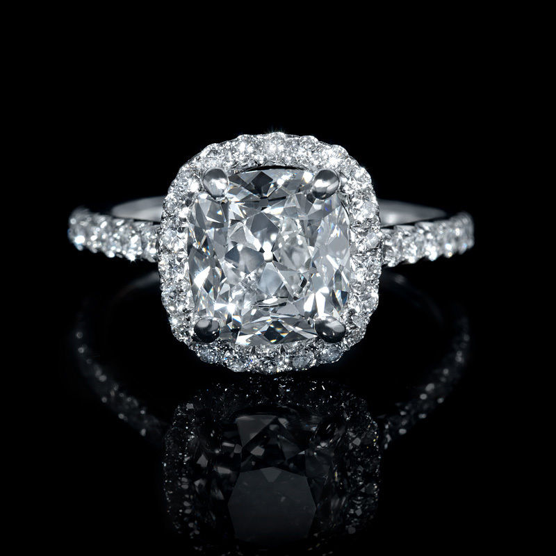 GIA Certified Diamond Platinum Halo Engagement Ring