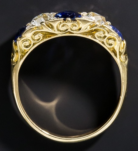 Victorian No-Heat Sapphire and Diamond Ring