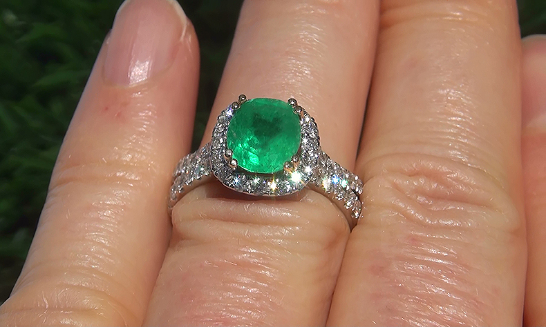 Estate 2.84 ct Natural Colombian Emerald Diamond 14k Gold Cocktail Estate Ring EXOTIC Vivid Green Color - AA+ Quality Gem