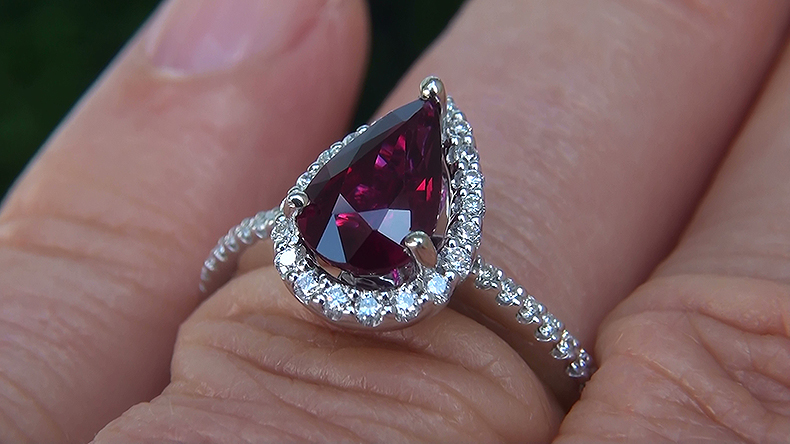 GIA 1.69 ct UNHEATED Natural VS1 Red Ruby Diamond 14k White Gold Estate Ring 