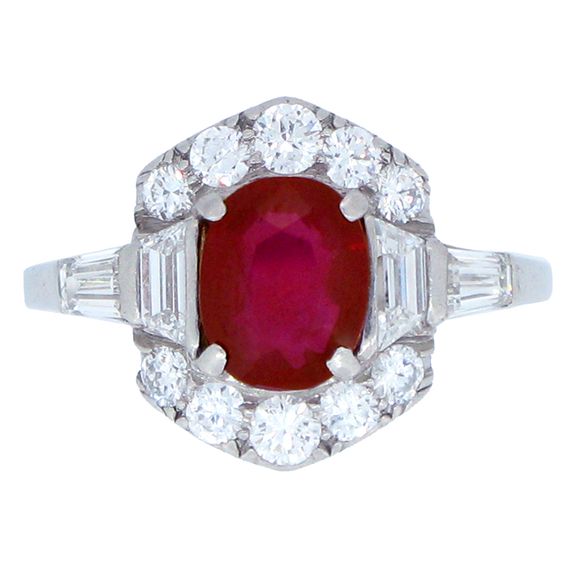 Art Deco Burmese Ruby And Diamond Ring, ca. 1935 