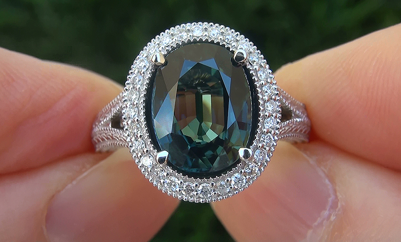 GIA 4.99ct UNHEATED Natural FLAWLESS Sapphire Diamond 14k White Gold Estate Ring