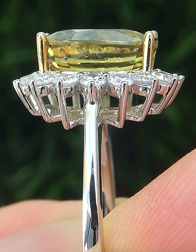 GIA Cert 5.96 ct Natural VVS Yellow Sapphire Diamond 14k White Yellow Gold Ring