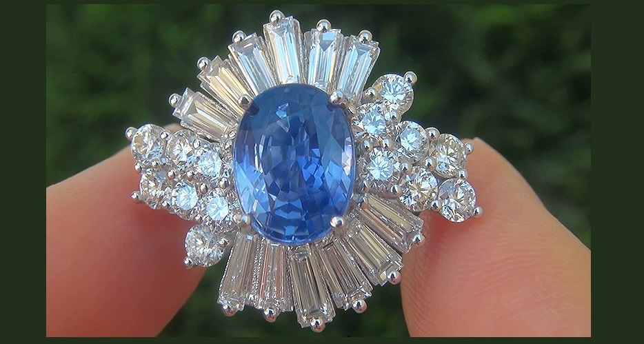 GIA 7.54 ct Natural VVS Blue Sapphire Diamond 18k White Gold Engagement Ring
