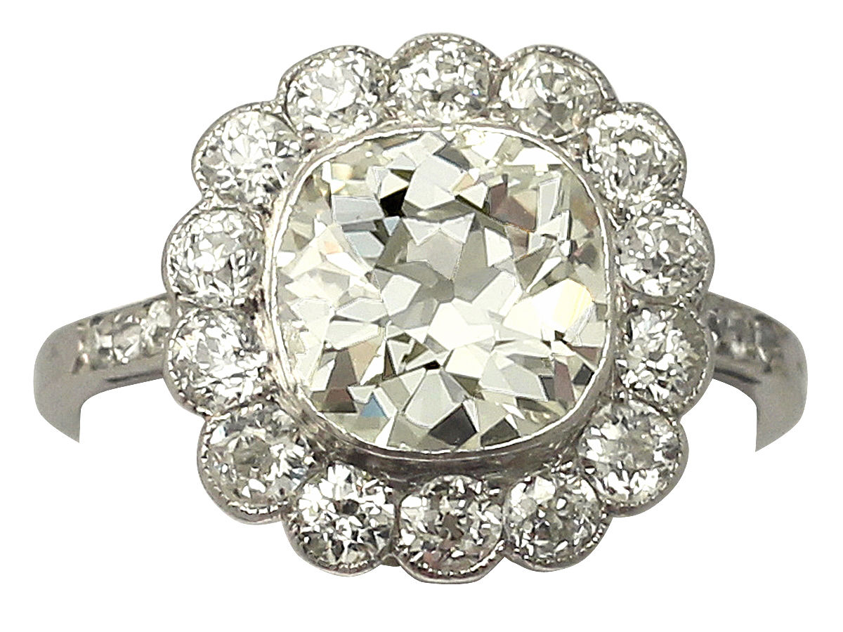 Antique 4.47 Ct Diamond And Platinum Cluster Ring - Circa 1910
