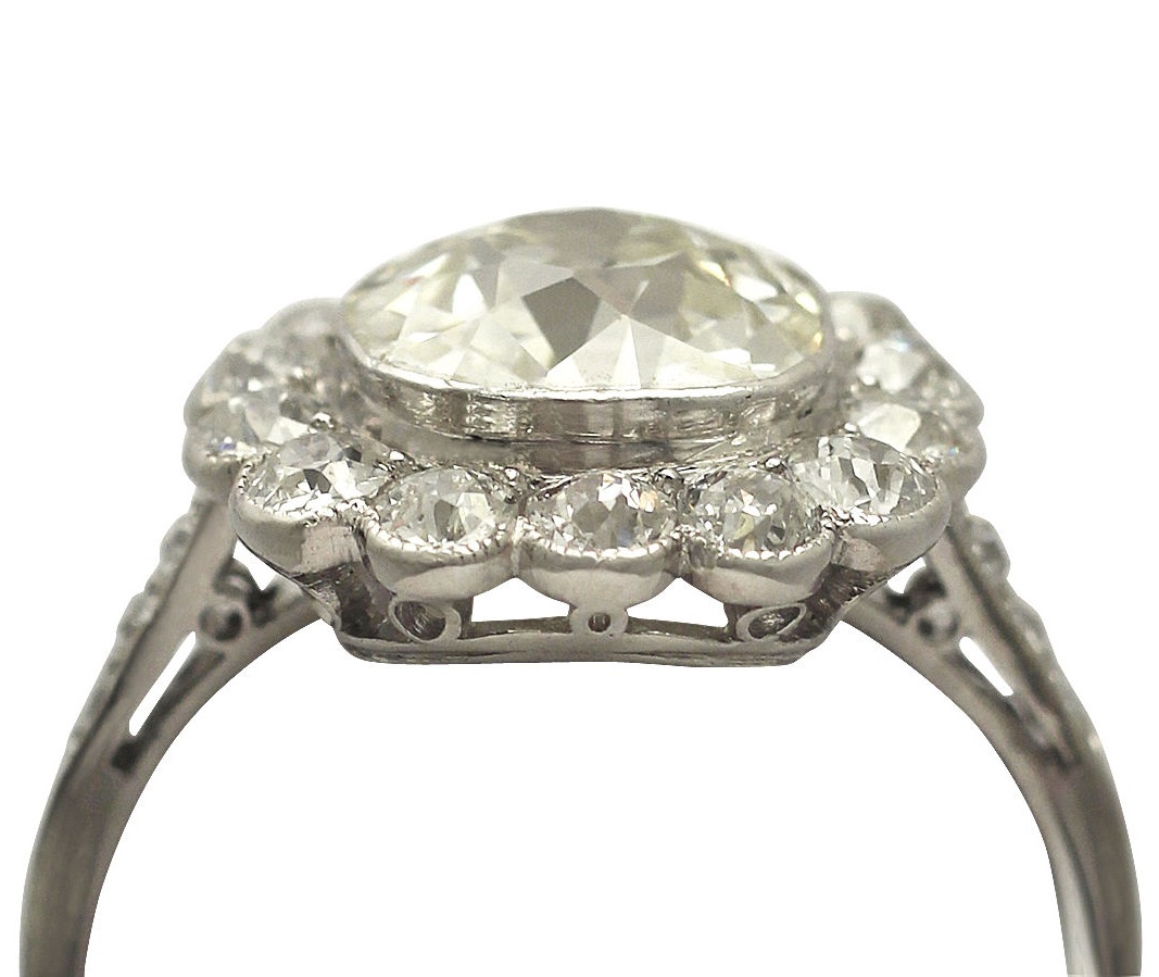 Antique 4.47 Ct Diamond And Platinum Cluster Ring - Circa 1910