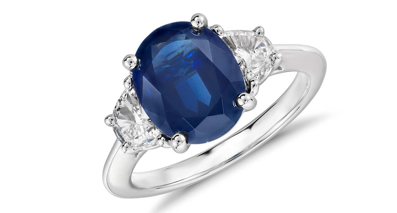 Oval Sapphire and Diamond Ring in Platinum 