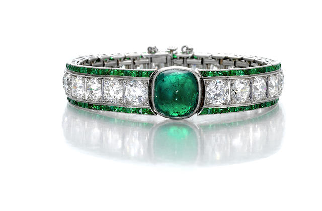 An Art Deco emerald and diamond bracelet, Tiffany & Co., circa 1925 