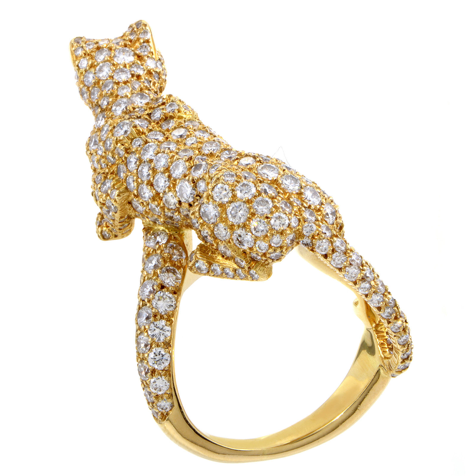 Cartier Panthere Women's 18K Yellow Gold Full Diamond Pave Ring