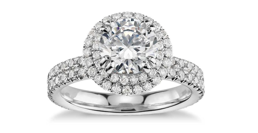 Blue Nile Studio Double Halo Gala Diamond Engagement Ring 950 Platinum