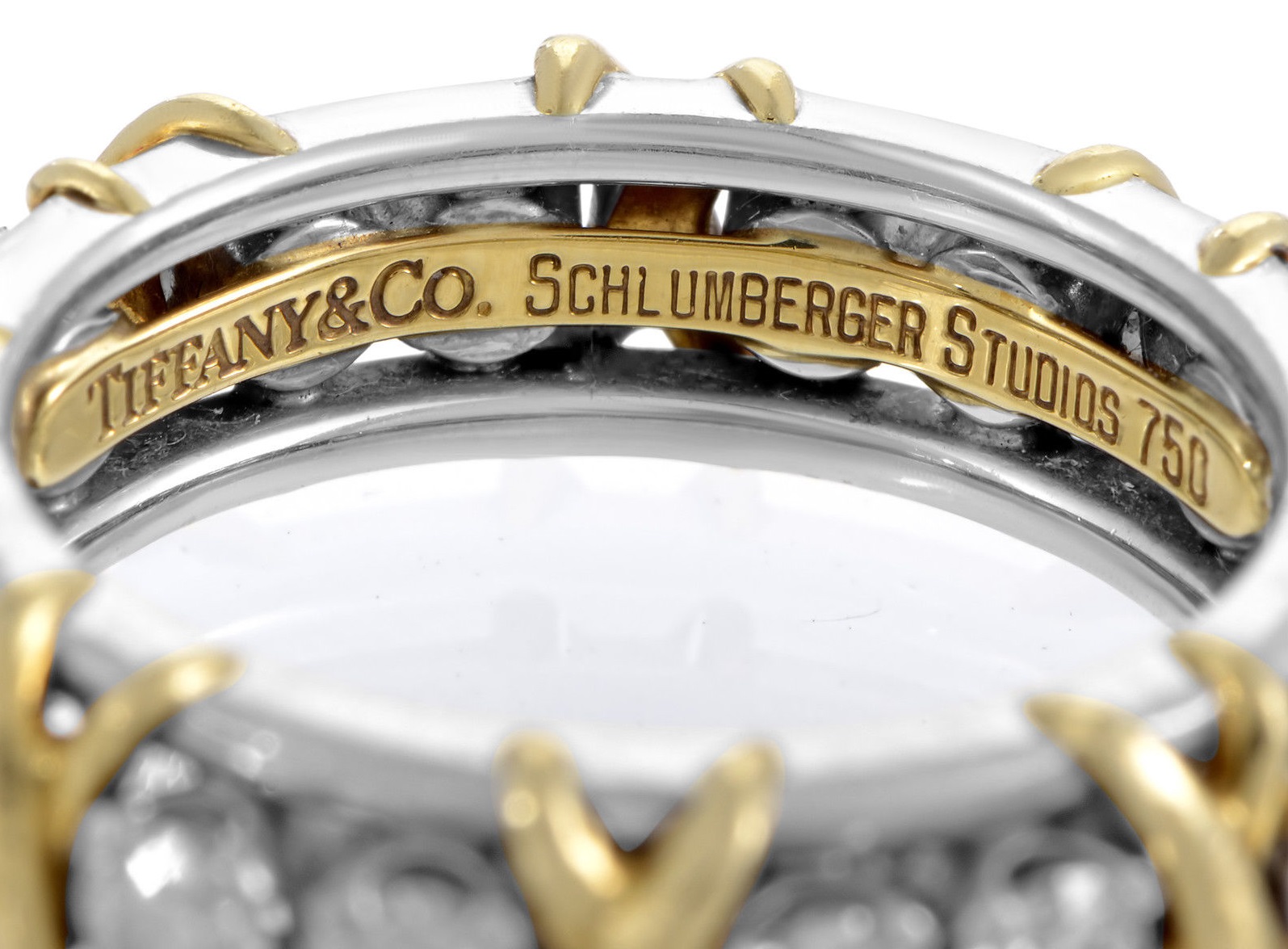 Tiffany & Co. Schlumberger Platinum & 18K Yellow Gold Diamond Eternity Band Ring