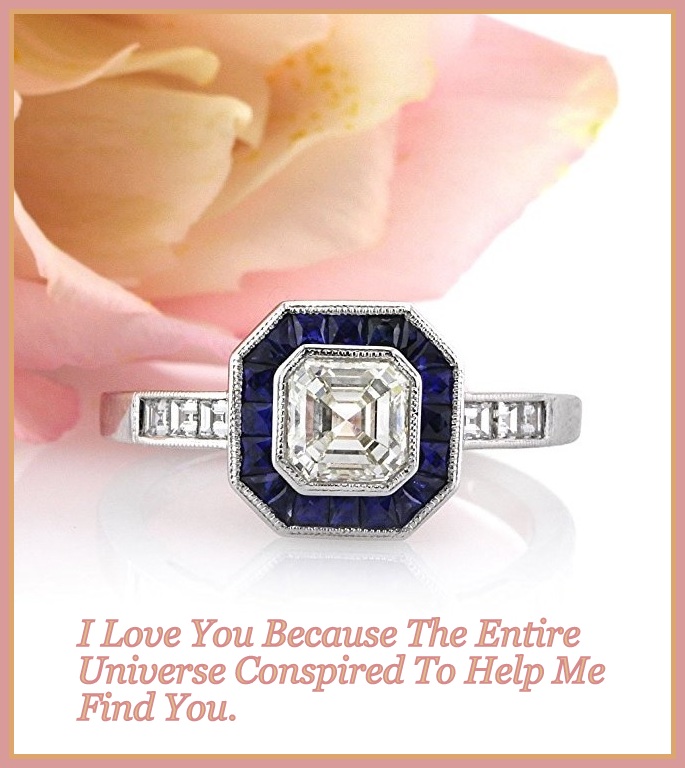 Mark Broumand 1.80ct Asscher Cut Diamond and Sapphire Engagement Ring