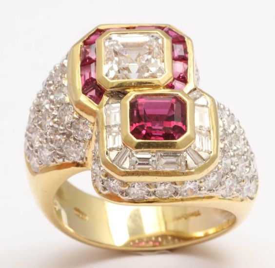  Ruby and Diamond Cross-over Ring $18,500