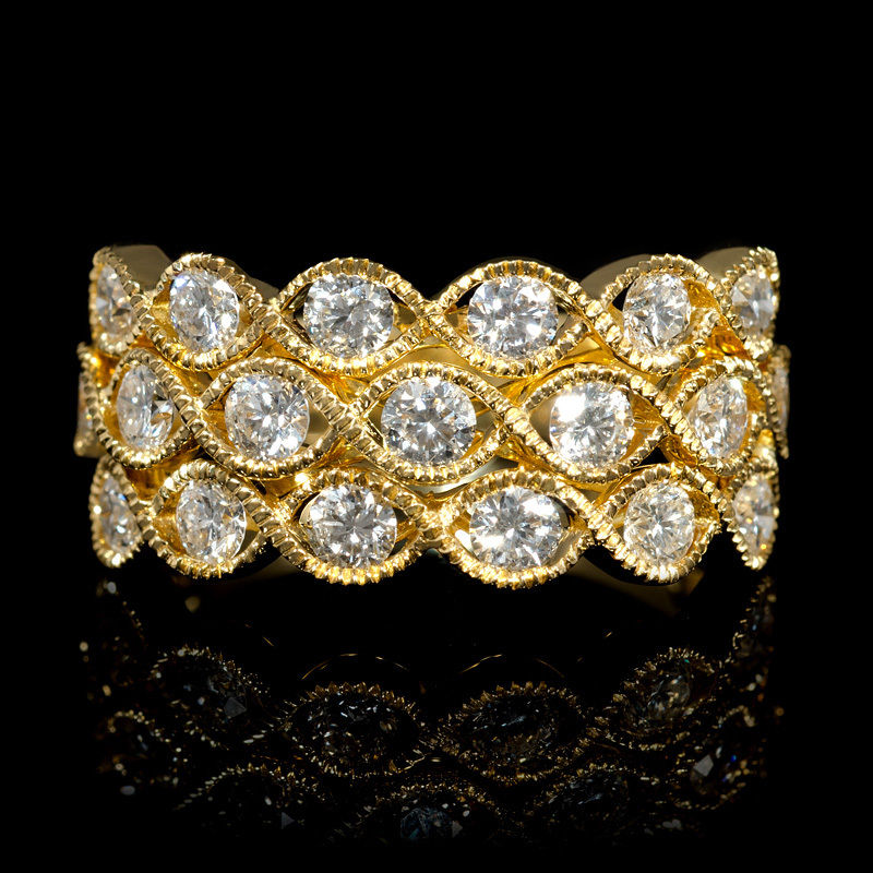 Diamond Antique Style 18k Yellow Gold Ring