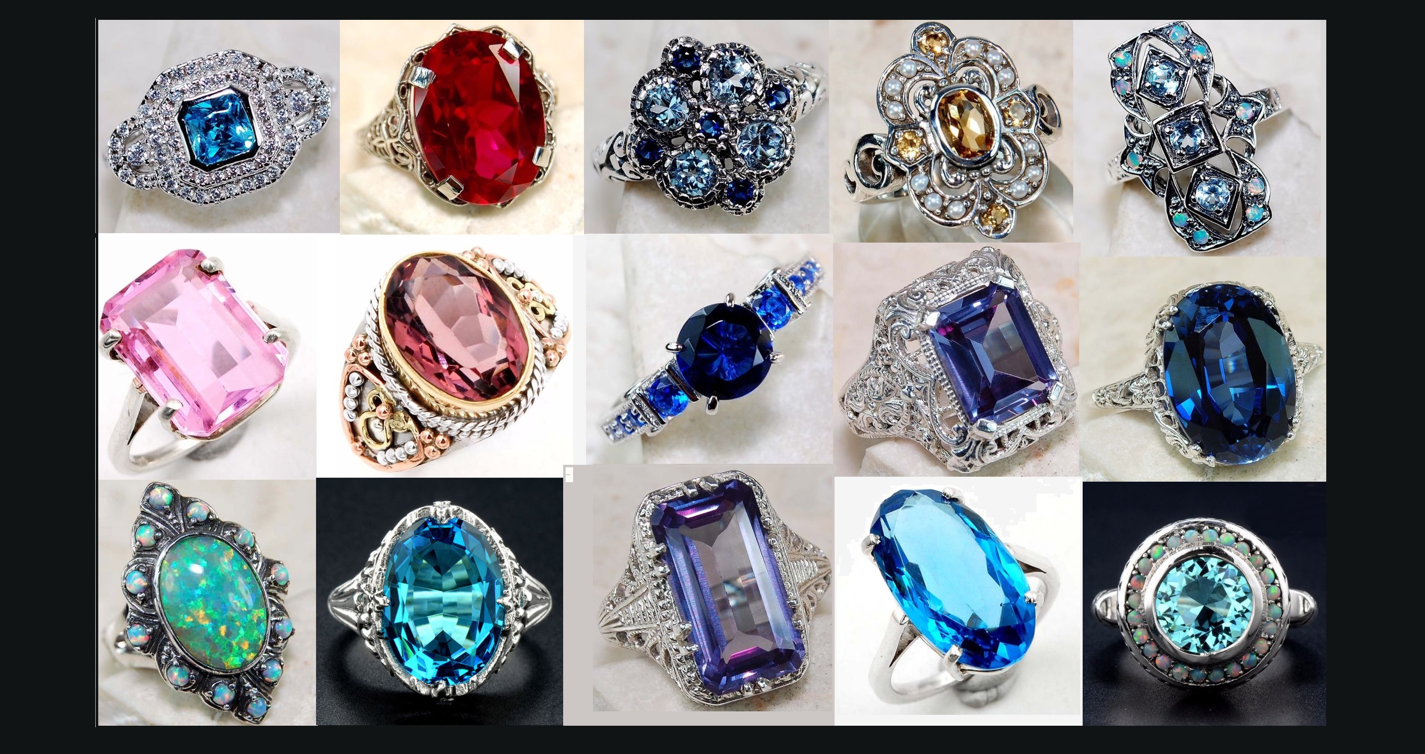 Gorgeous Gemstone Sterling Silver Rings created by Ring Lovers Jewelry