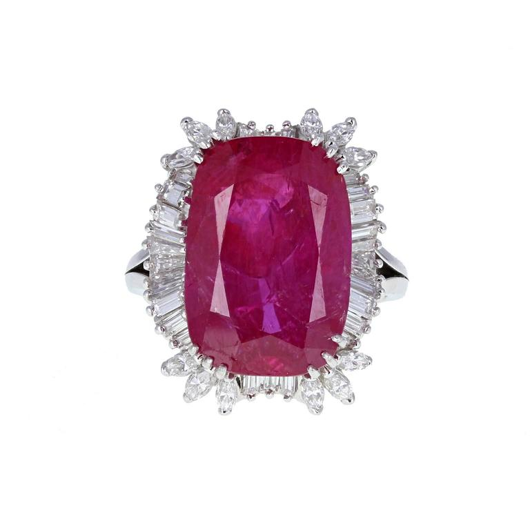 14.50 Carat Burma No Heat Ruby Diamond Cluster Ring $440,557.05