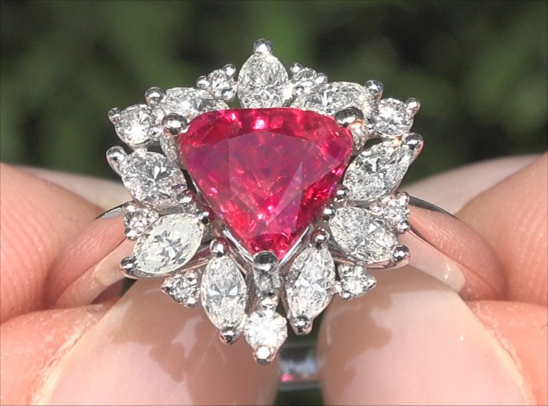 GIA 2.86 ct UNHEATED Natural VS2 Red Ruby Diamond 14k White Gold Estate Ring