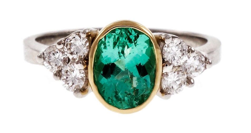 Natural Columbian Emerald GIA Ring Platinum 18k Gold Diamond