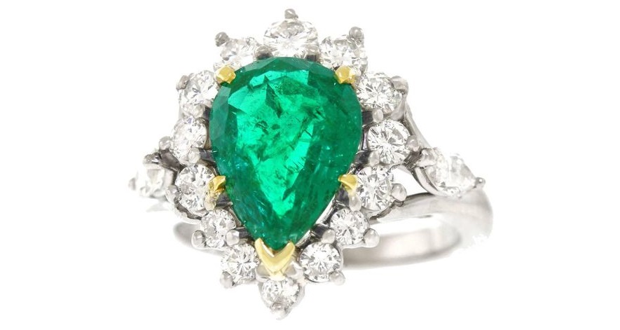 Cartier Emerald Diamond Platinum Ring. Circa 1950s