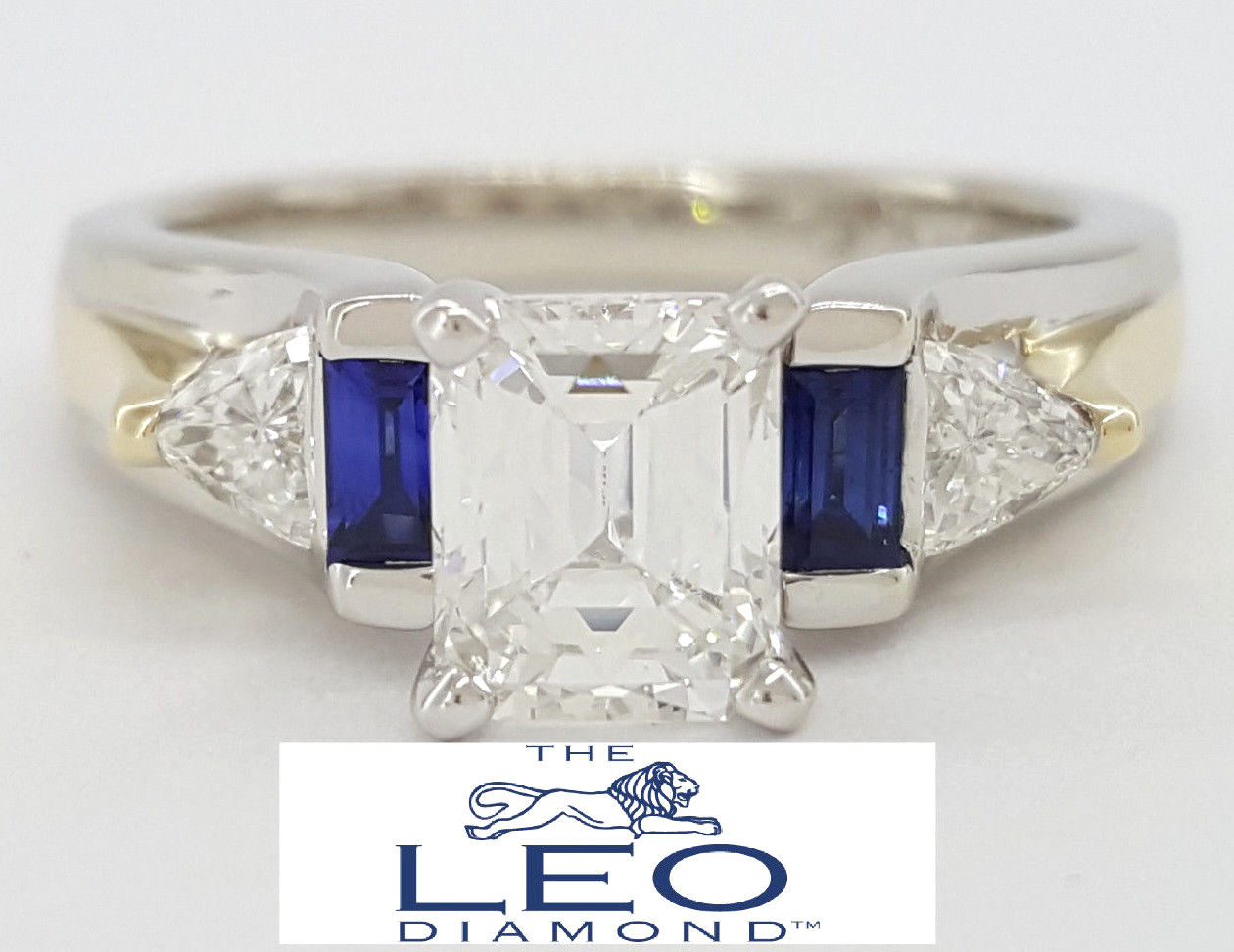 1.24 ct 14K White Gold The Leo Emerald Mixed Cut Diamond Engagement Ring IGI