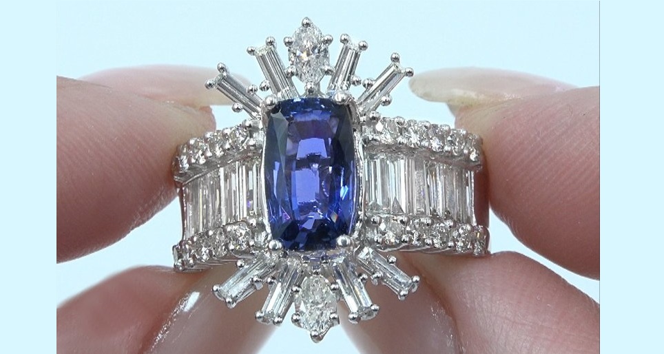 GIA 6.09 ct UNHEATED Natural VVS Color Change Sapphire Diamond 14k Gold Ring