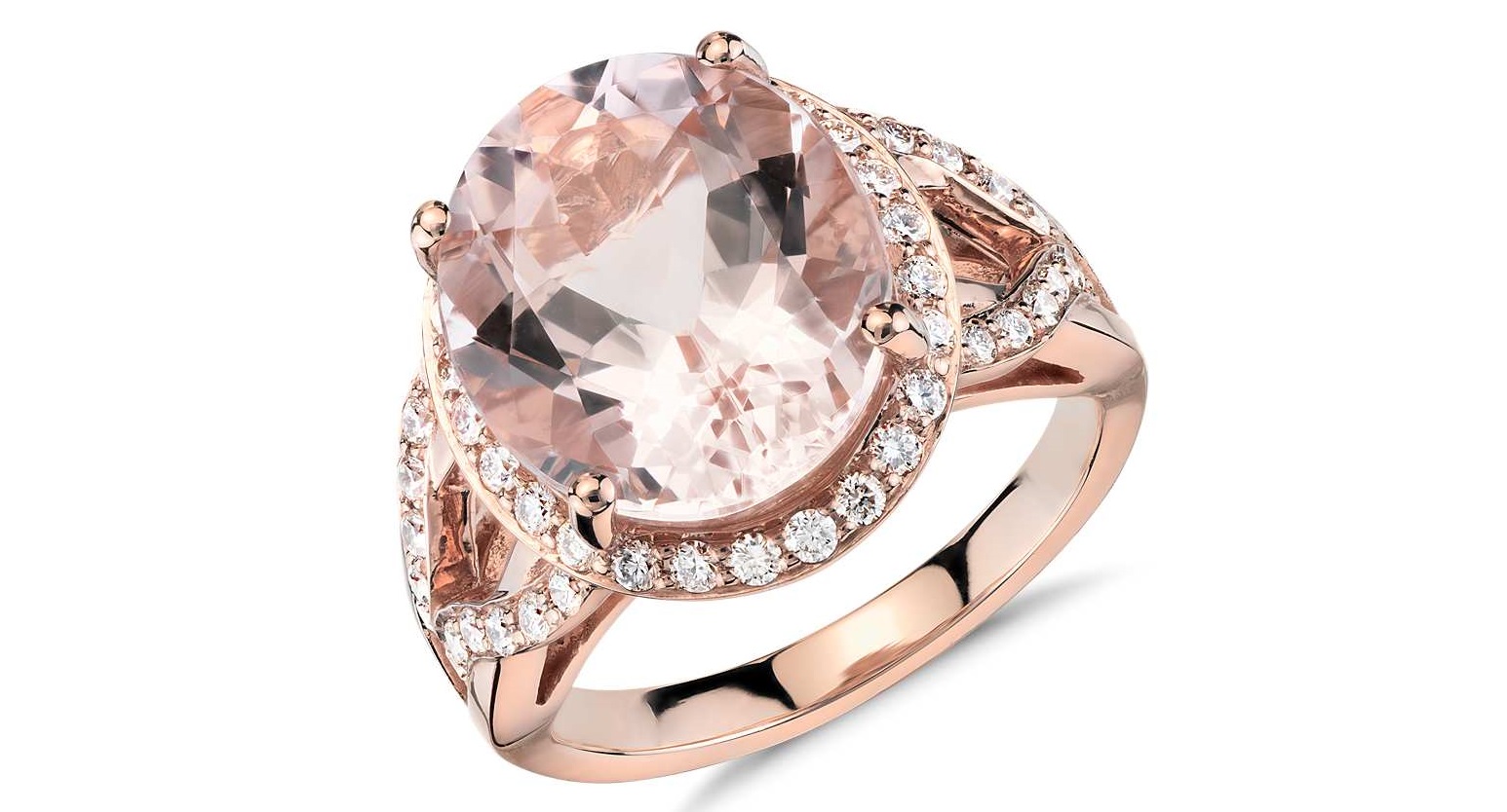 Morganite and Diamond Ring in 18k Rose Gold (13x11mm)