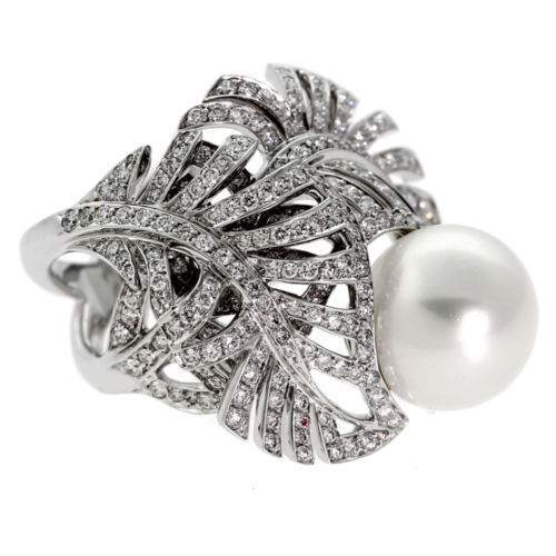 Chanel Pearl Diamond 18k White Gold Ring