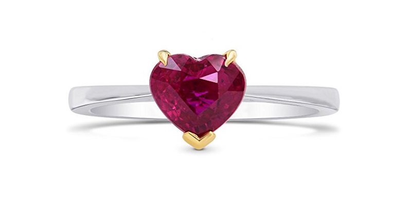1.43 Ct Ruby Gemstone Engagement Ring Set in 18K White Yellow Gold 