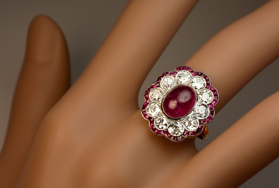 Edwardian c. 1910 Antique Ruby and Diamond Engagement Ring
