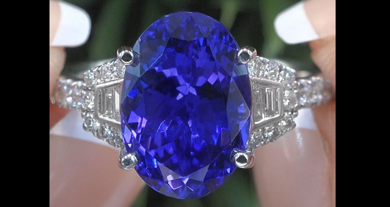 GIA Violet Blue Tanzanite Diamond Certified Natural 18k Gold Ring Prime 6.06 TCW