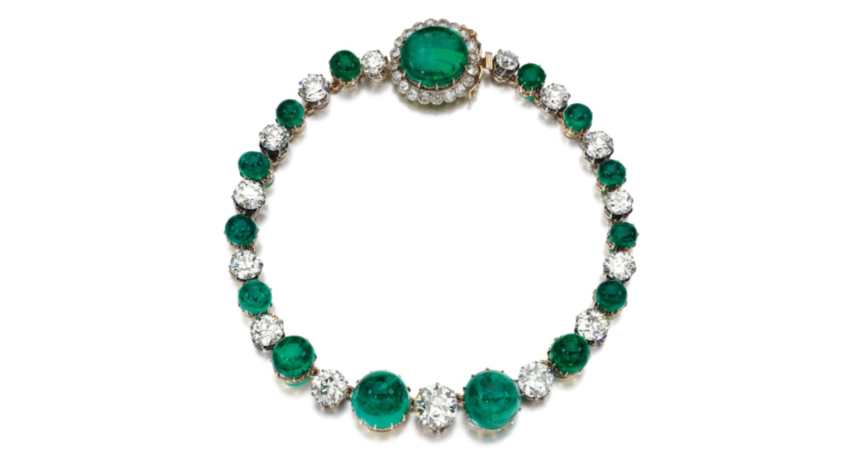 Impressive emerald and diamond necklace