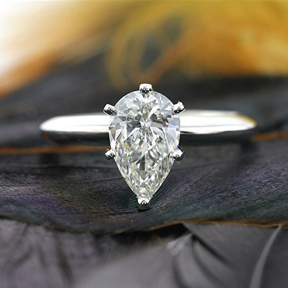 Mark Broumand 1.07ct Pear Shaped Diamond Solitaire Engagement Ring