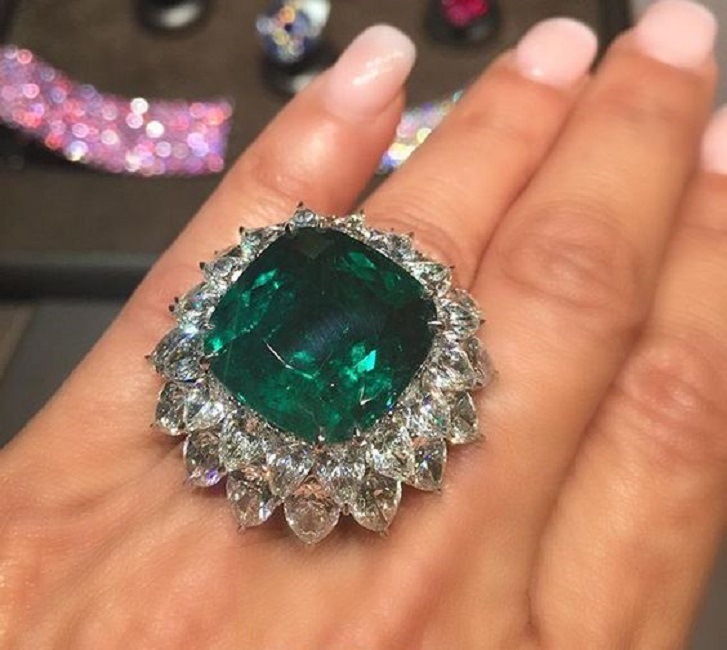 22 Carat Emerald and Diamond Ring by Bayco Jewelry