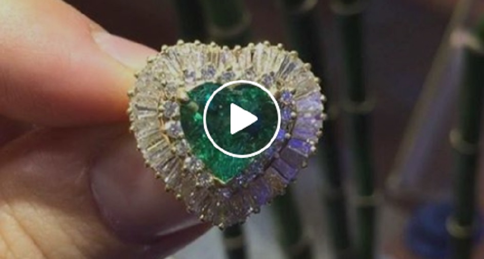 Heart Cut Emerald Ring