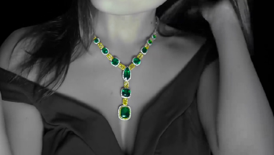 Emerald and Canary Yellow Diamond Necklace