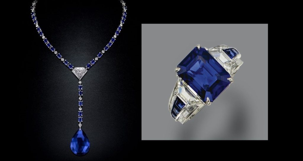 Sapphire and Diamond Necklace and Ring