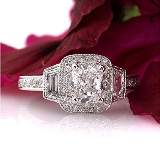 Mark Broumand 2.40ct Cushion Cut Diamond Engagement Anniversary Ring