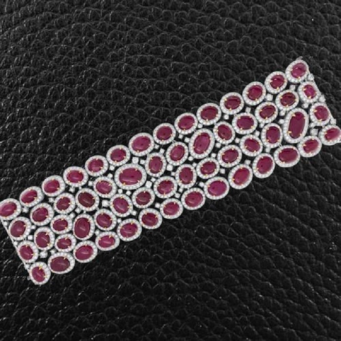 Cabochon Ruby & Diamond Bracelet