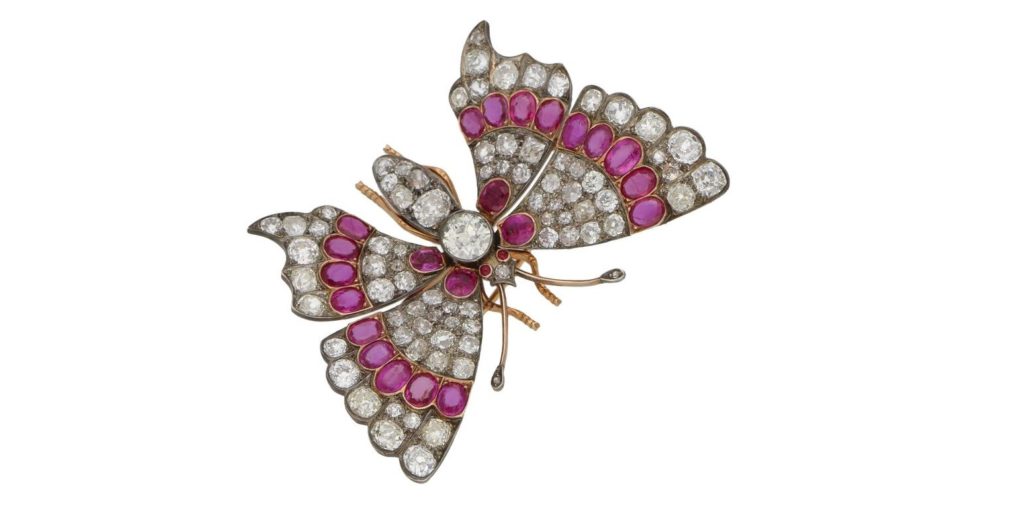 Victorian Ruby Diamond Butterfly Brooch $39,336.68