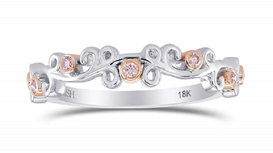 0.09Cts Band Ring Set in 18K White Rose Gold